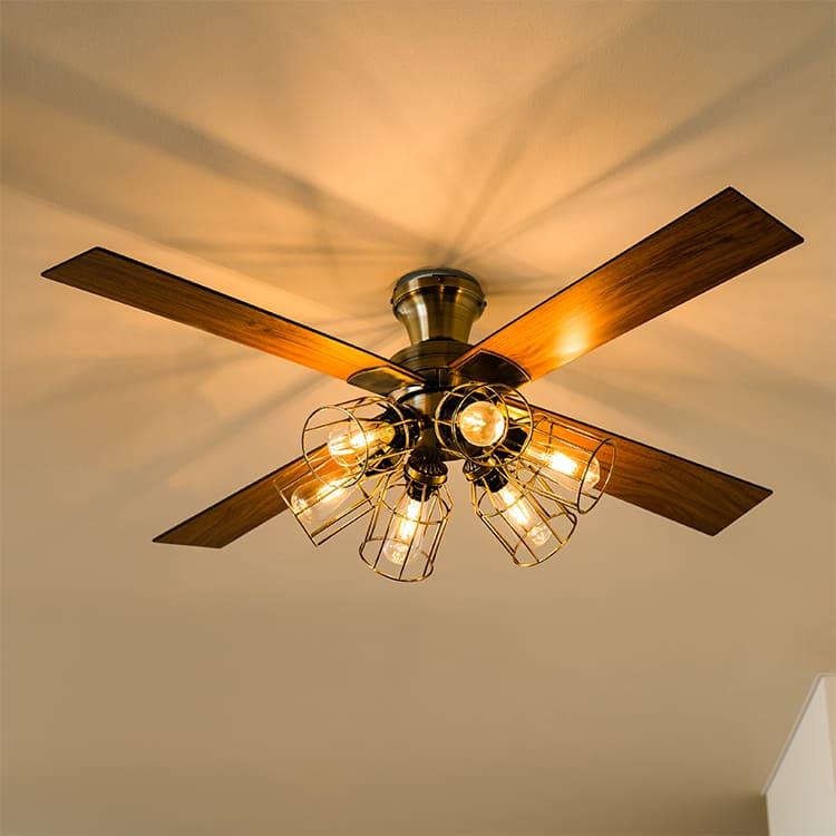 シーリングファンライト ファン付き照明 6灯 リモコン付 照明器具 天井