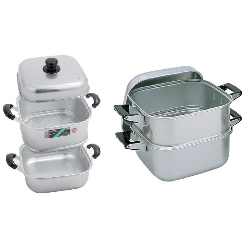 アカオ アルミ 角型蒸器26cm 一重（蒸し器・蒸し鍋） : モノタス業務用