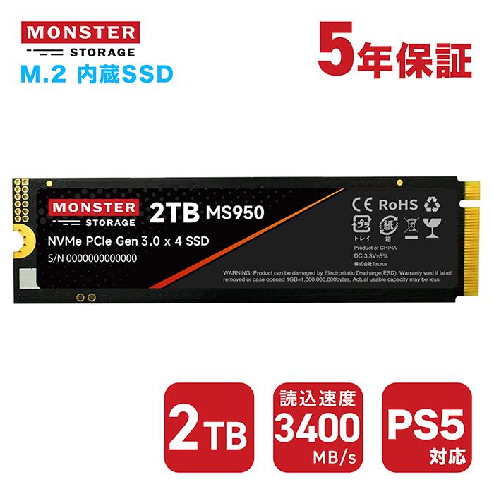 Monster Storage Monster Storage NVMe 2TB SSD PCIe Gen3×4 R:3400MB