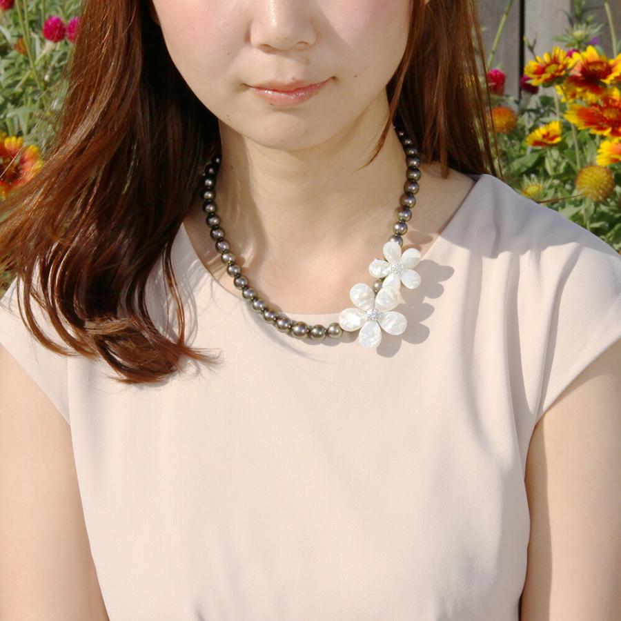 flower [ムーンレーベル 公式] パールネックレス 真珠母貝 ショー