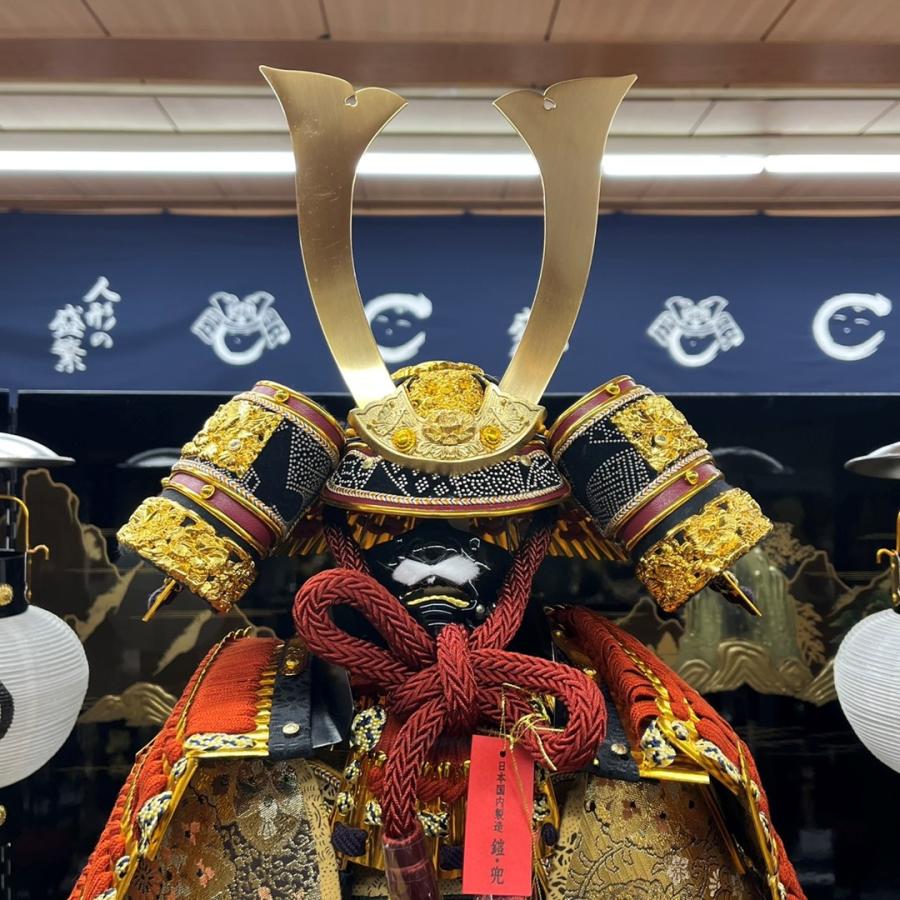 五月人形 大迫力 豪華 鎧飾り 12号 悠久鎧 間口105cm 本金山水屏風二