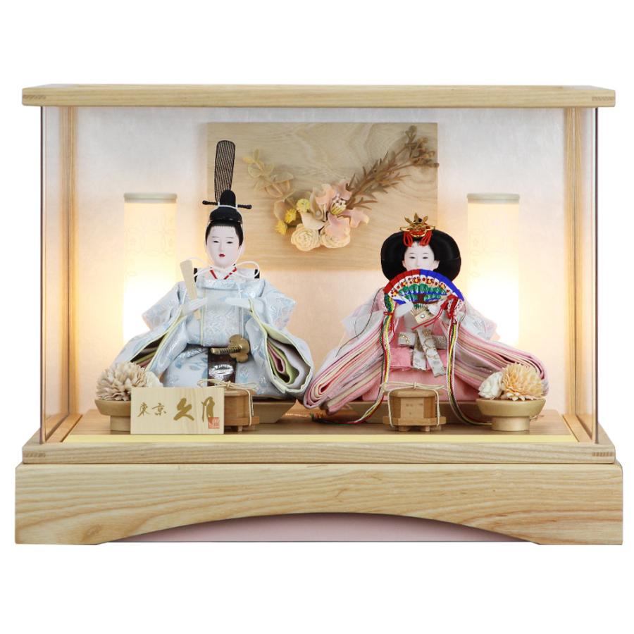 久月 雛人形 ケース飾り 白木アクリルケース 親王飾り 小芥子親王