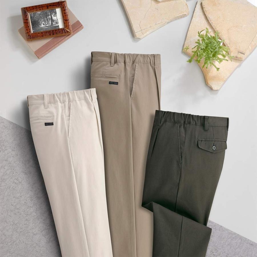 伸びるらくらくストレッチ チノパンツ 3色組 C907150（ スラックス 裾