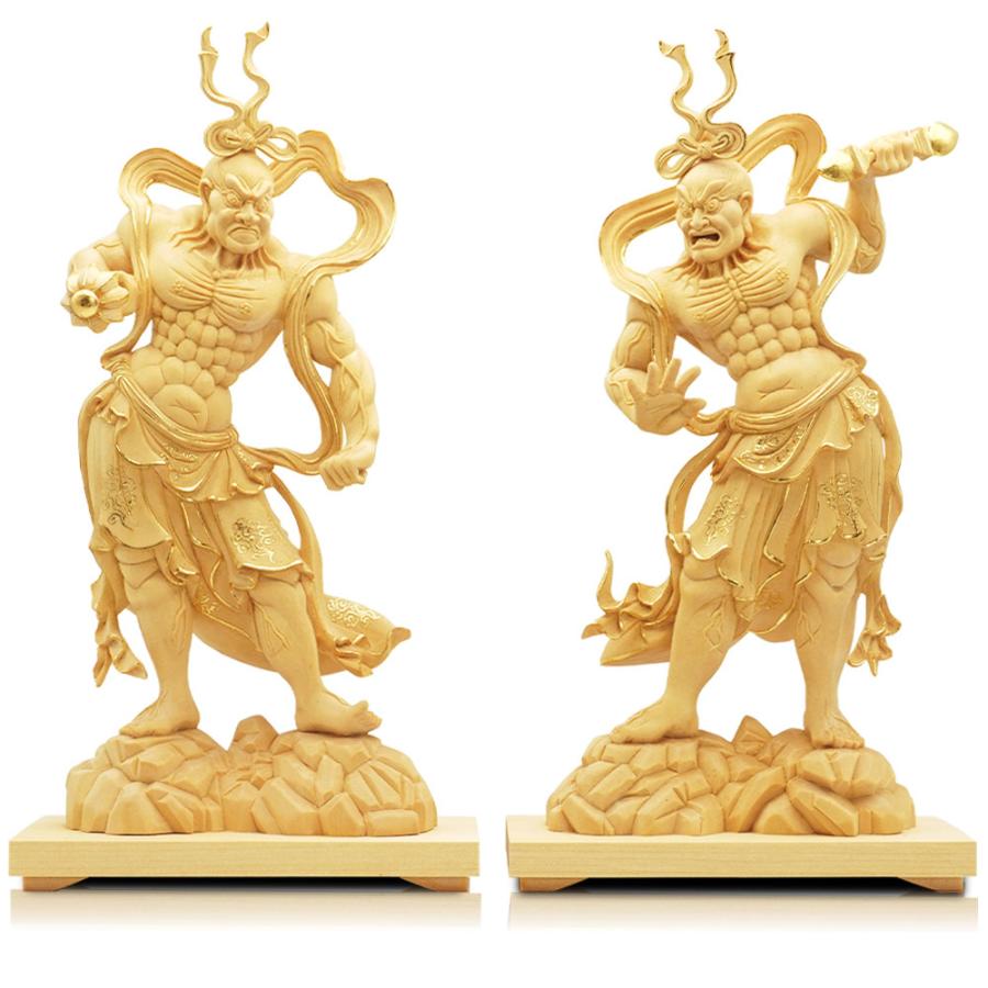 金剛力士像 仏像 金彩 置物 魔除け 厄除け 木彫り 檜 開運 風水 高さ