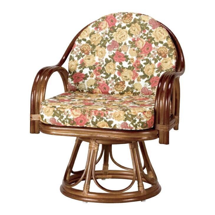 天然籐 ラタン 回転式 座椅子 ハイタイプ 和風 和室 シニア 高齢者