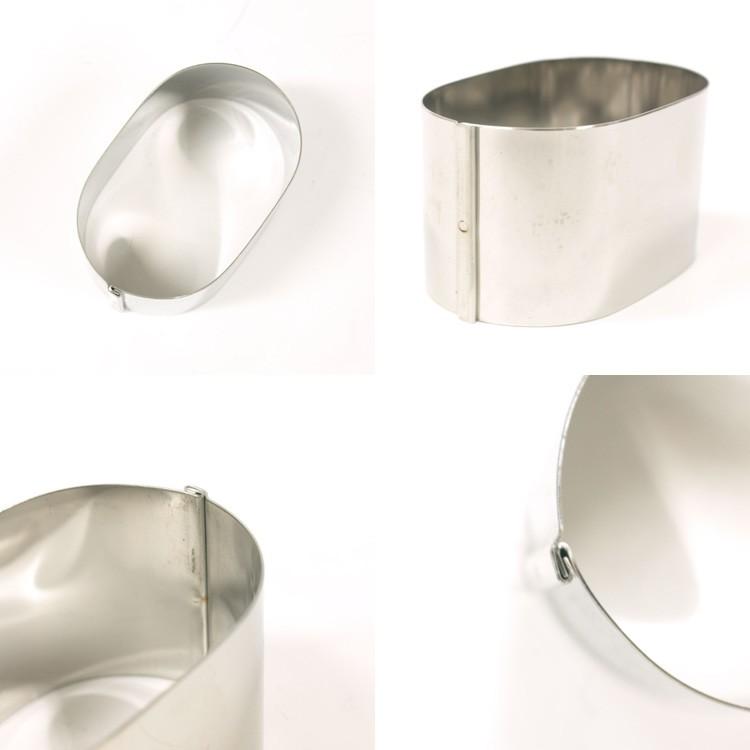 ハゼ折り 小判 セルクル 型 7cm × 4.5cm 4cm 18-8 ステンレス 馬嶋屋