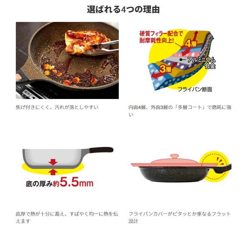 アイメディア フライパン マーブルコート IH対応 24cm 深型 深め 焦げ