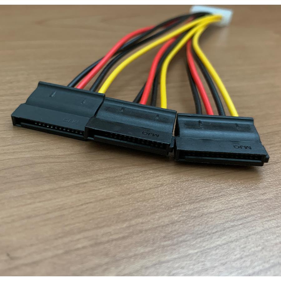 新品 ペリフェラル IDE (オス) ⇔ SATA 電源 (メス)x3 分岐ケーブル