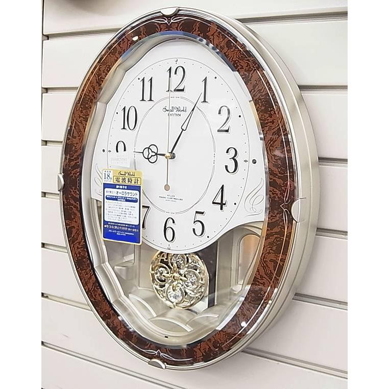 リズム時計 電波 掛時計 4MN520RH23 スモールワールドハイム 時報18曲