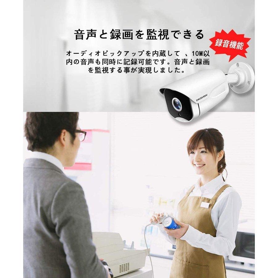 500万画素＆録音】DKSHIW POE給電式 防犯カメラセット12.5インチ