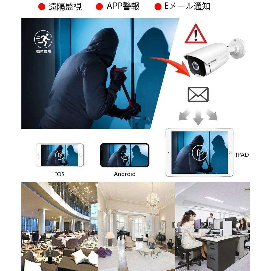 500万画素＆録音】DKSHIW POE給電式 防犯カメラセット12.5インチ