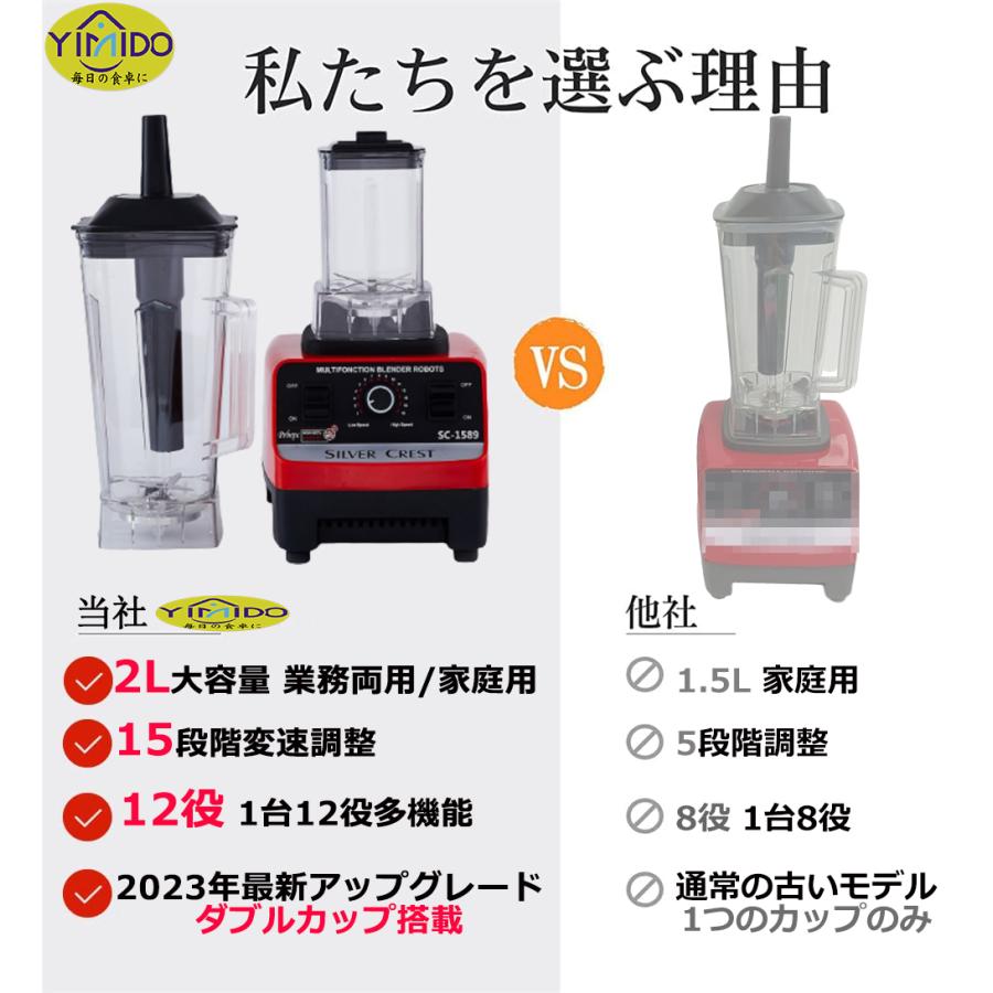最新改良】YiMiDO ミキサー 2L ジューサー 電動ブレンダー 一台12役
