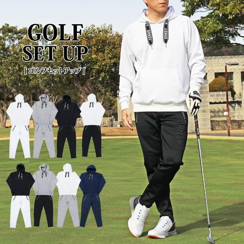 ゴルフウェア メンズ 上下セットアップ プルパーカー トレーナー