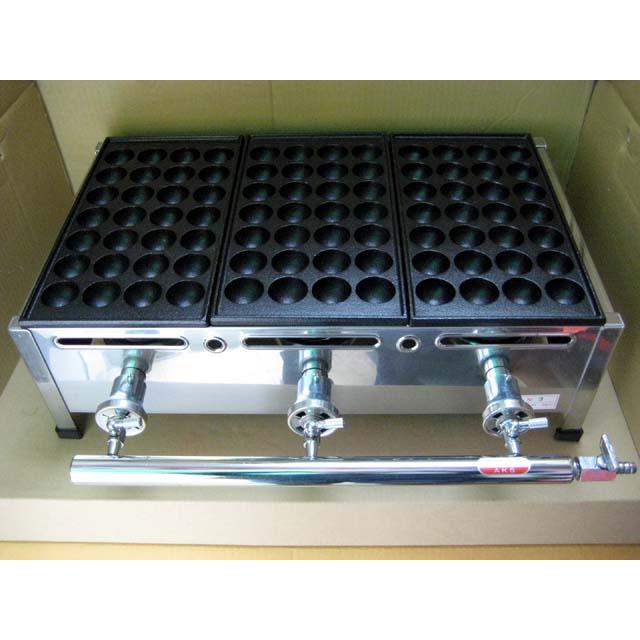 業務用 たこ焼き器 3丁掛 [28穴x3連] (プロパンガス用) : MDS01