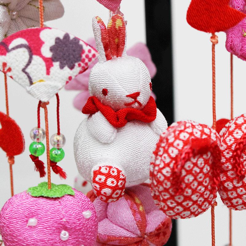 つるし雛 つるし飾り 吊るし雛 吊るし飾り 桜うさぎ 特小 台付きセット