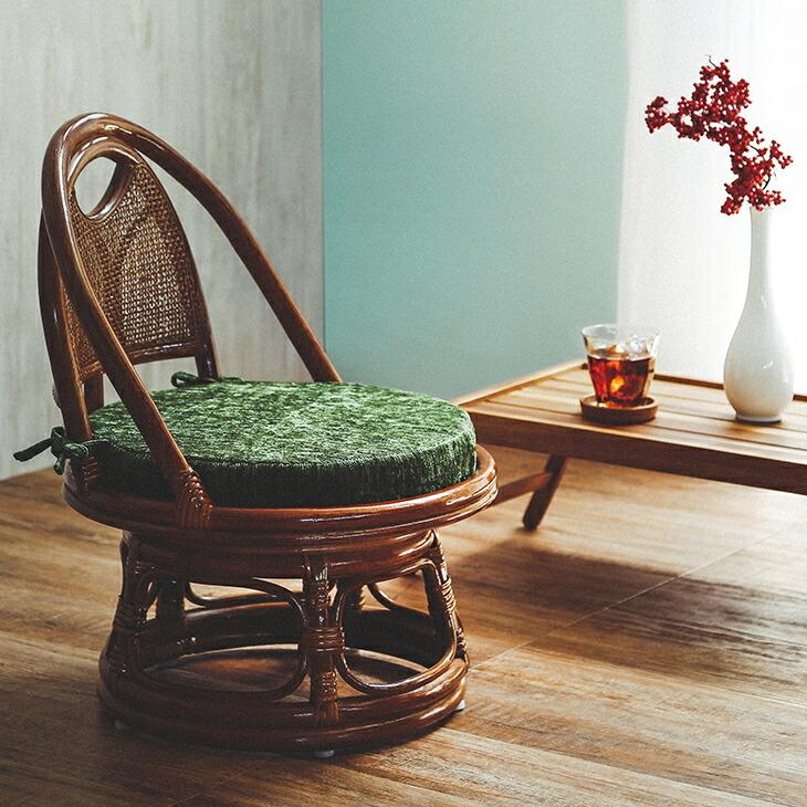 ラタンチェア 回転座椅子 ハイタイプ 座面高35cm 天然 籐 パーソナル