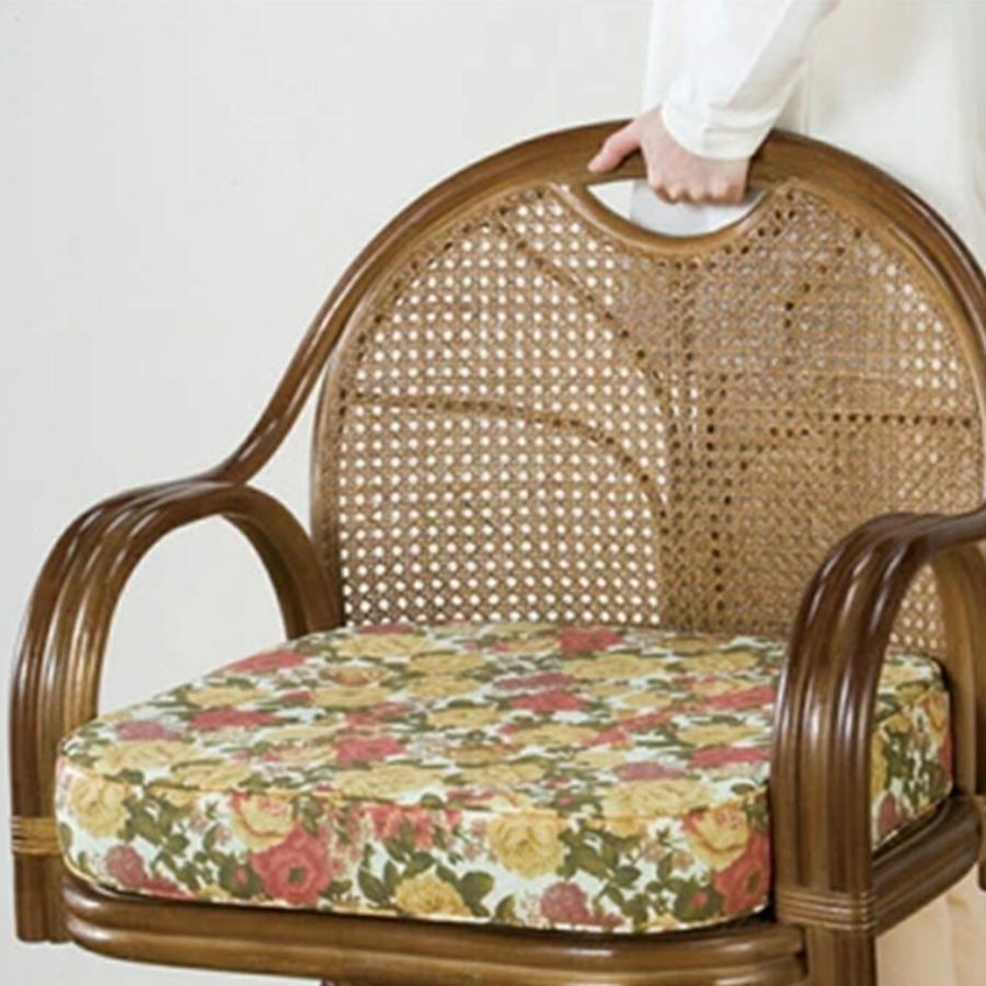 天然籐 ラタン 回転式 座椅子 ミドルハイタイプ 和風 和室 シニア 高齢