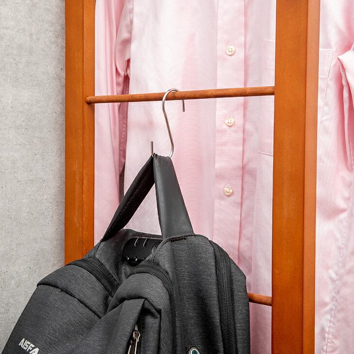 ハンガーラック 天然木 木製 フレーム 幅90cm シングル カーテン付き