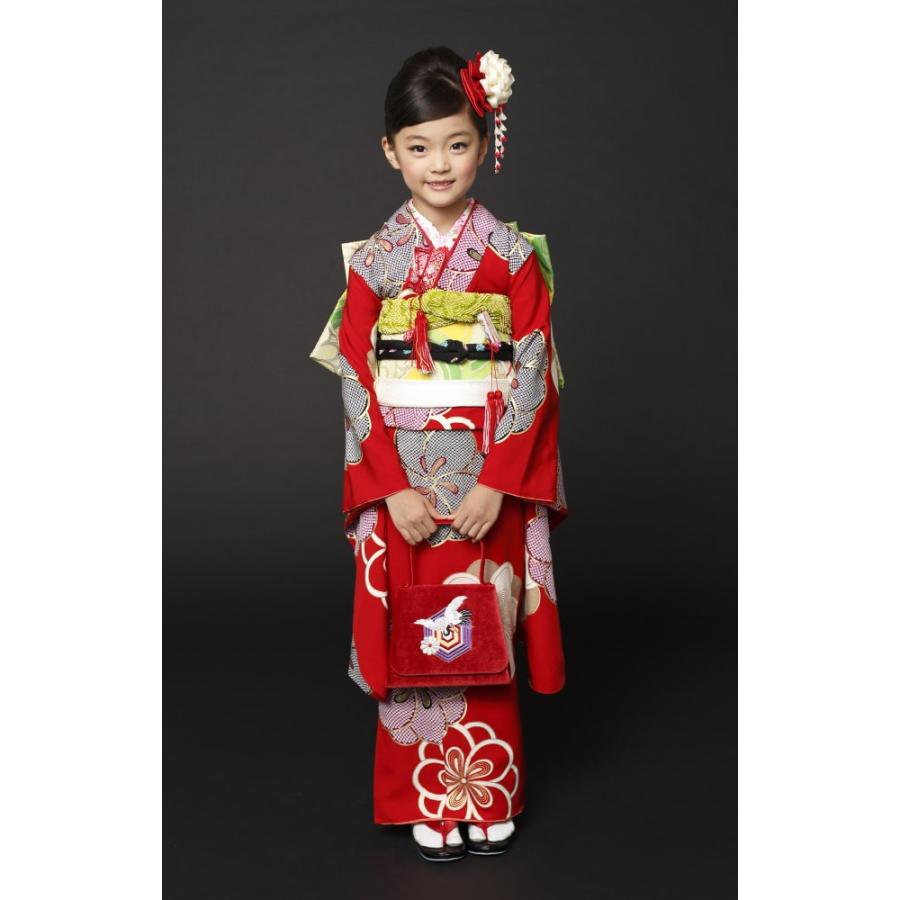 七五三 着物 7歳 フルセット 7才用 「紅一点」 女児着物セット 正絹