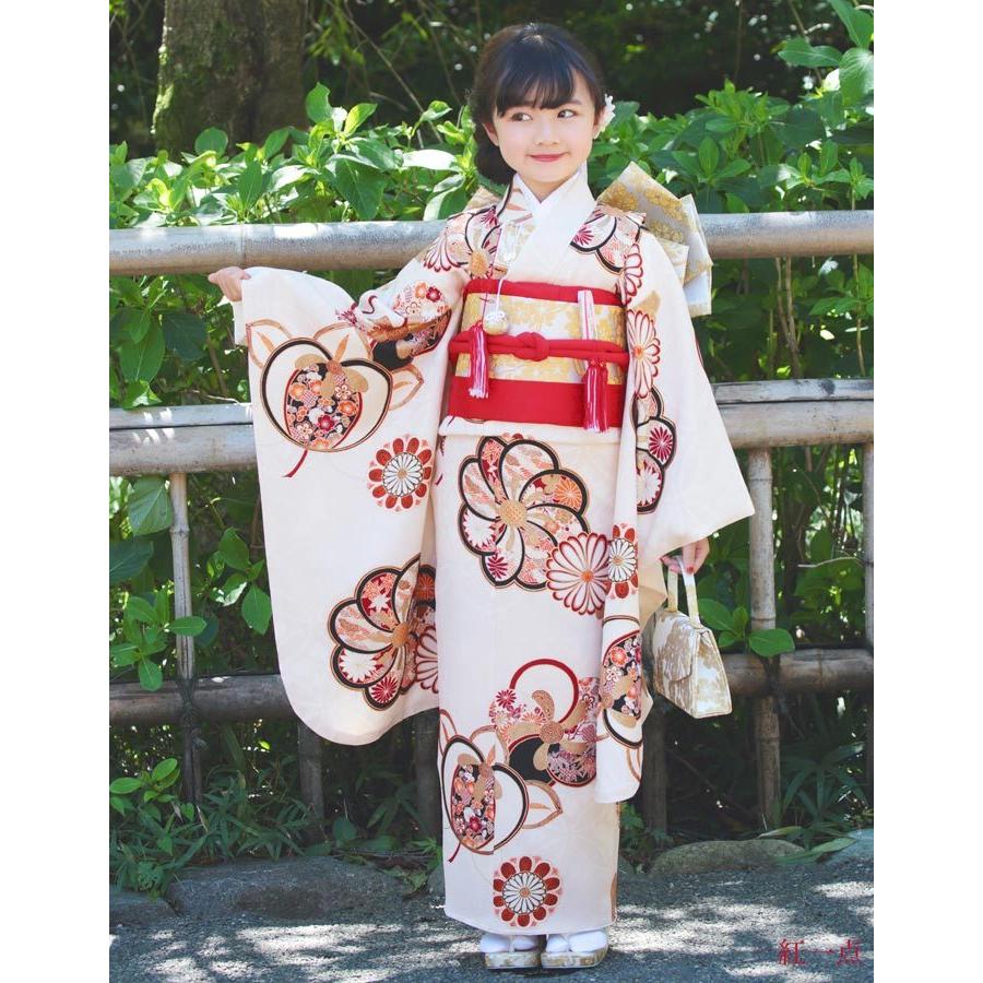 七五三 着物 7歳 正絹 フルセット 購入 セット 紅一点 女の子 橘梅