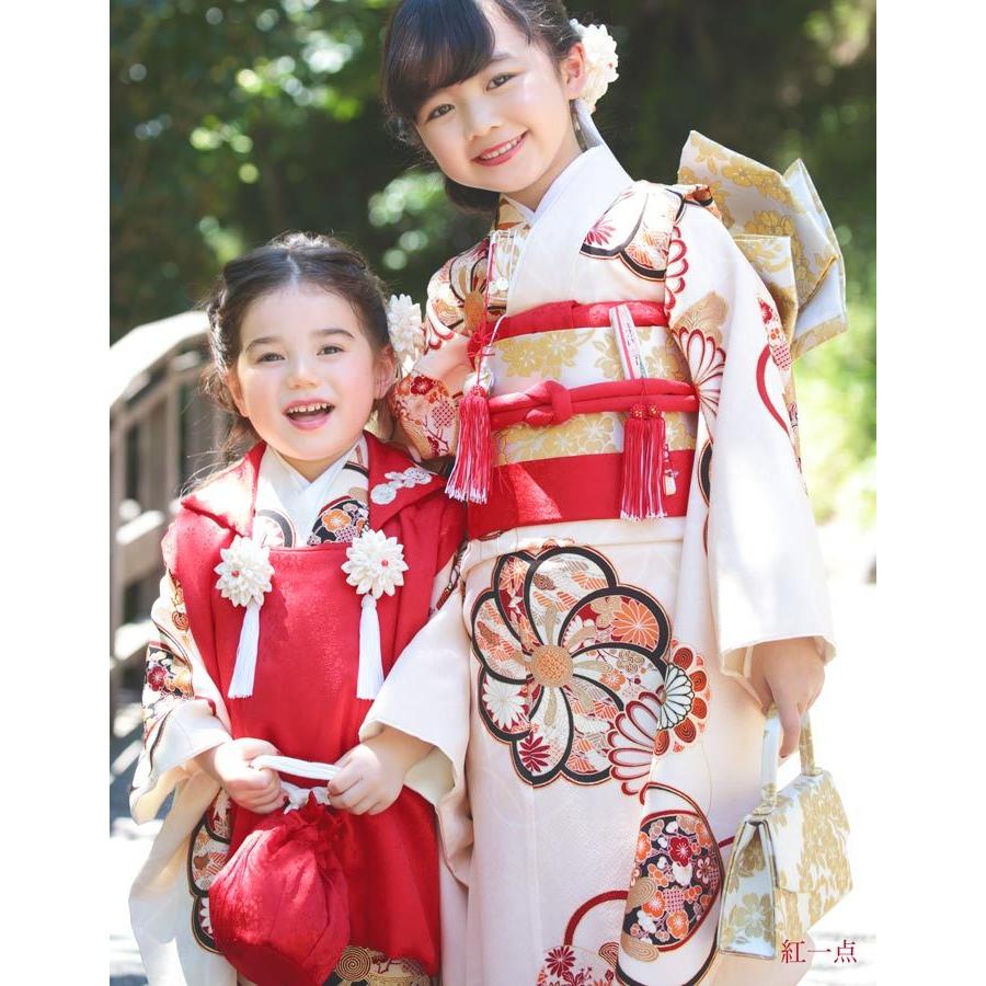 七五三 3歳 女児 被布 着物 セット 正絹 梅橘 オフホワイト 被布コート