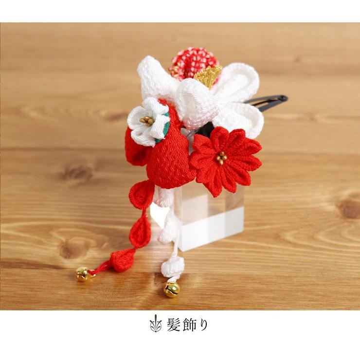 七五三 被布 3才用 「紅一点」 女児着物セット 被布セット - 正絹・花