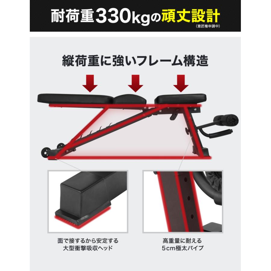 STEADY（ステディ） トレーニングベンチ 耐荷重330kg 家庭用 角度調整