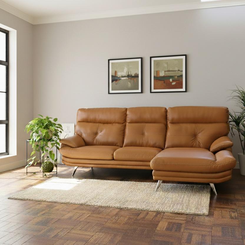 マナベインテリアハーツ カウチソファ 本革 革 おしゃれ 3人掛け