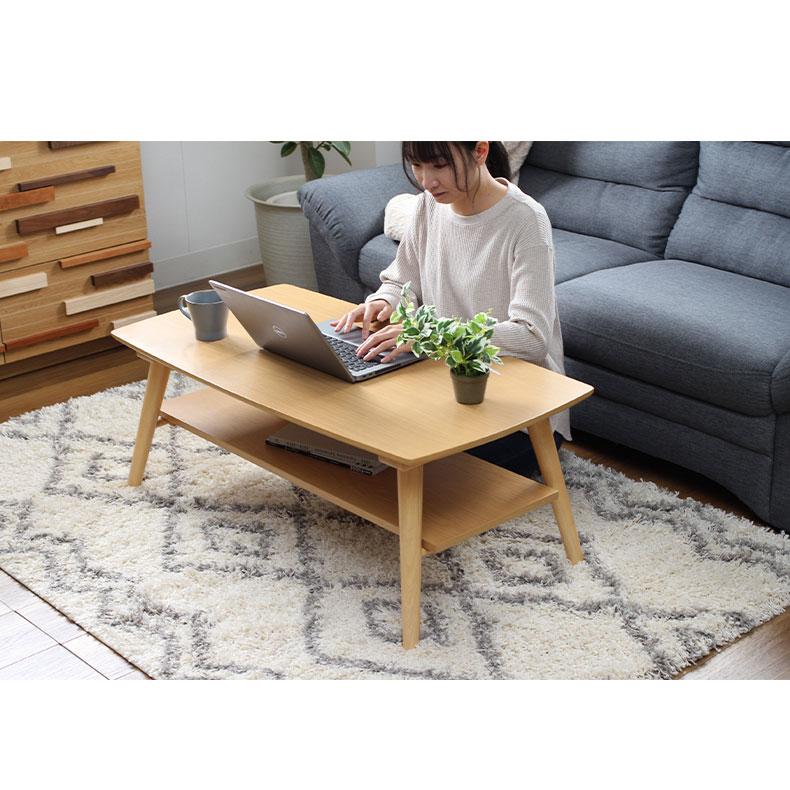 マナベインテリアハーツ ローテーブル おしゃれ テーブル 机 収納付き