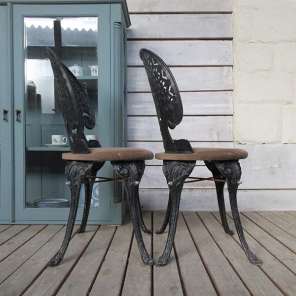 イギリス アンティーク 家具 アイアンチェア 2脚セット 店舗什器 椅子