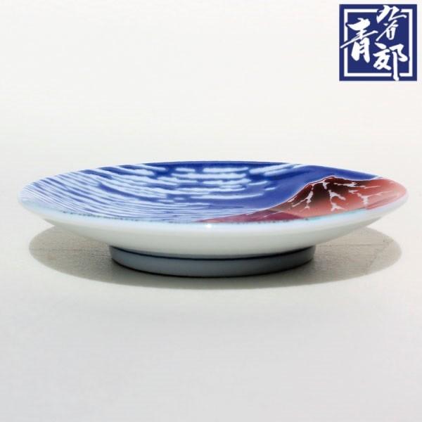 九谷焼 縁起豆皿 まめ皿 青郊窯 プレート 赤富士 開運 富士山 人気