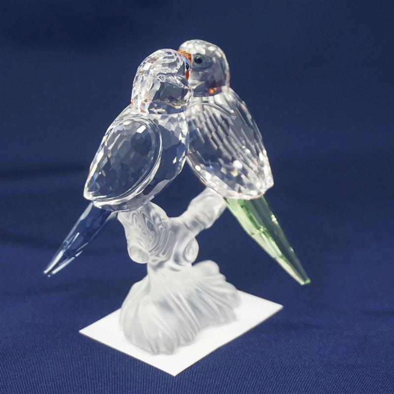 スワロフスキー Swarovski セキセイインコ 鳥 680627 つがい バード