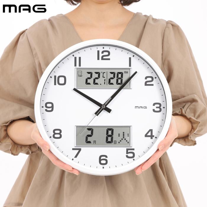 ノア精密 掛け時計 MAG デジアナ 掛時計 ダブルポスト 壁掛け時計