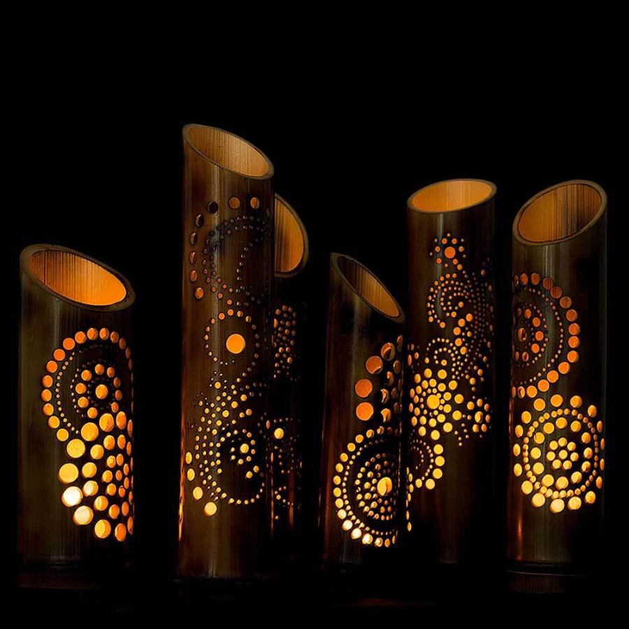 間接照明 おしゃれ 竹灯篭 野宿の灯 上州華寓夜 1節1段 竹あかり 鶴 壱