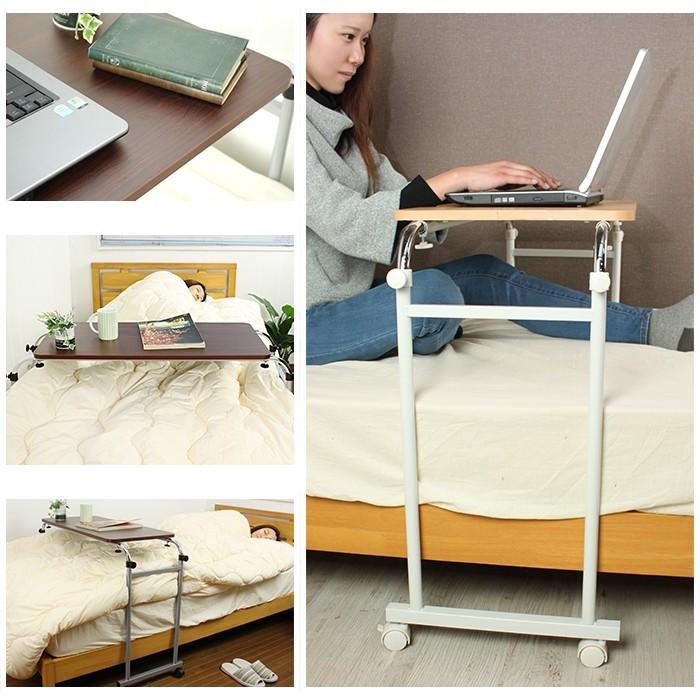 ミヤグチ企販 サイドテーブル ベッドサイドテーブル 伸縮式 キャスター