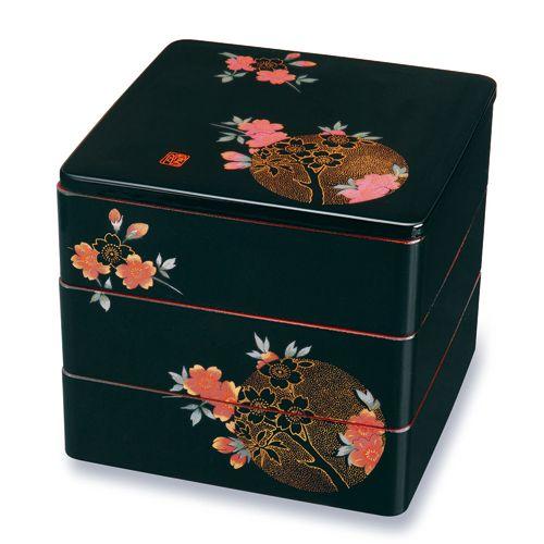 みよし漆器本舗 紀州塗り 7寸 三段 重箱 黒内朱 おぼろ月 運動会 大型
