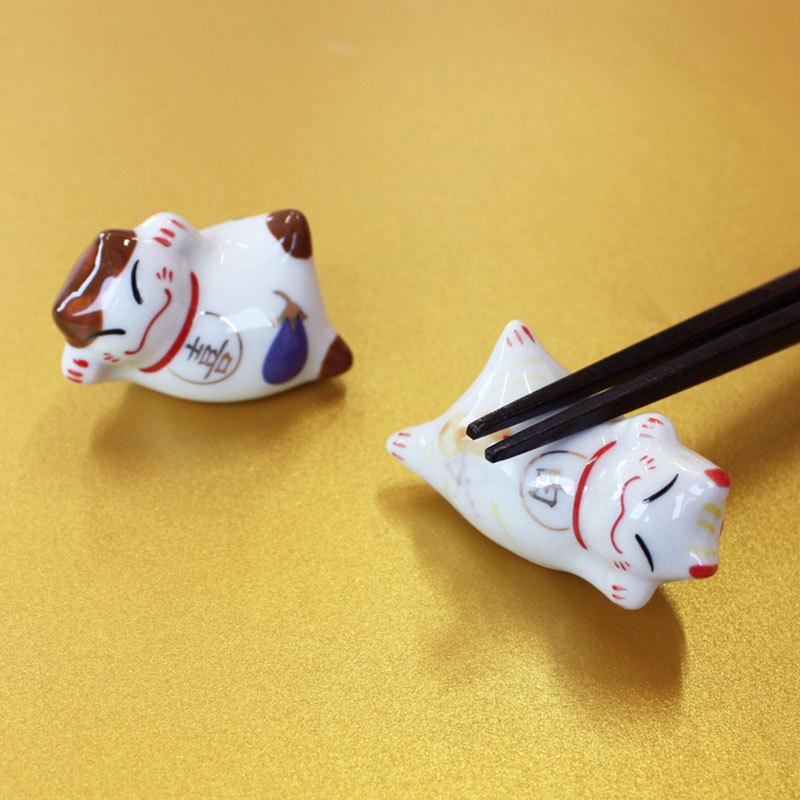みよし漆器本舗 箸置き 幸福招き猫の箸休め 陶器製 おしゃれ かわいい