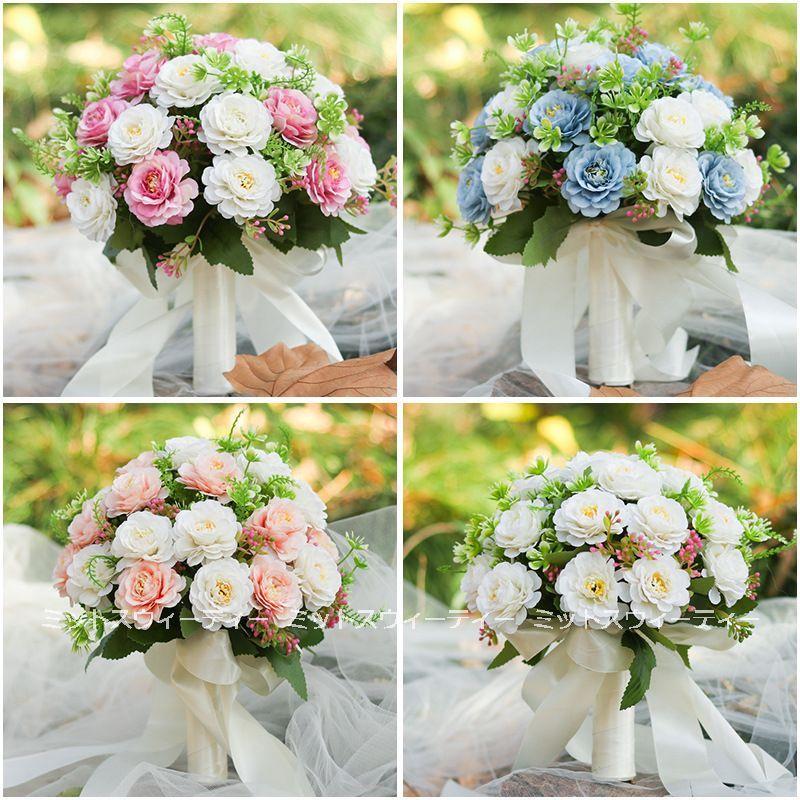 8色 ウエディングブーケ ピンク ブルー シャンパン ホワイト パープル