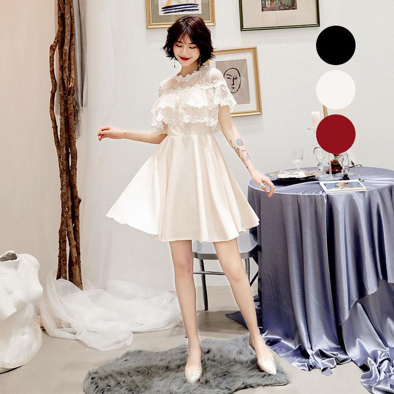 パーティードレス 結婚式 ミニドレス ワンピース フォーマル レース