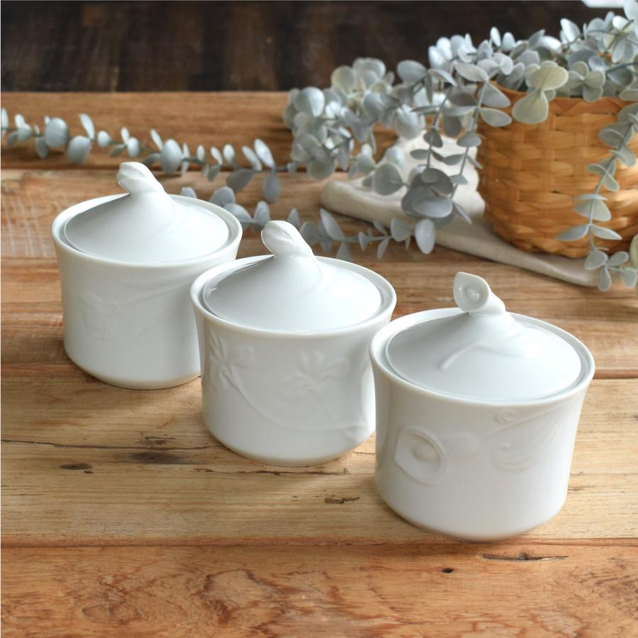 食器 おしゃれ 調味料入れ 3柄の素敵なレリーフシュガーポット260cc