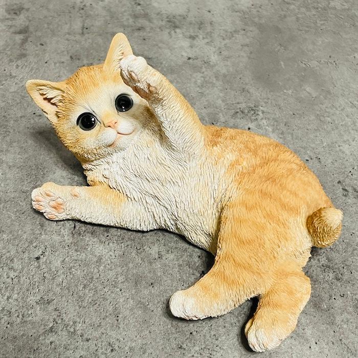 置物 猫 かわいい 動物 玄関 じゃれる茶トラ子猫 おしゃれ インテリア