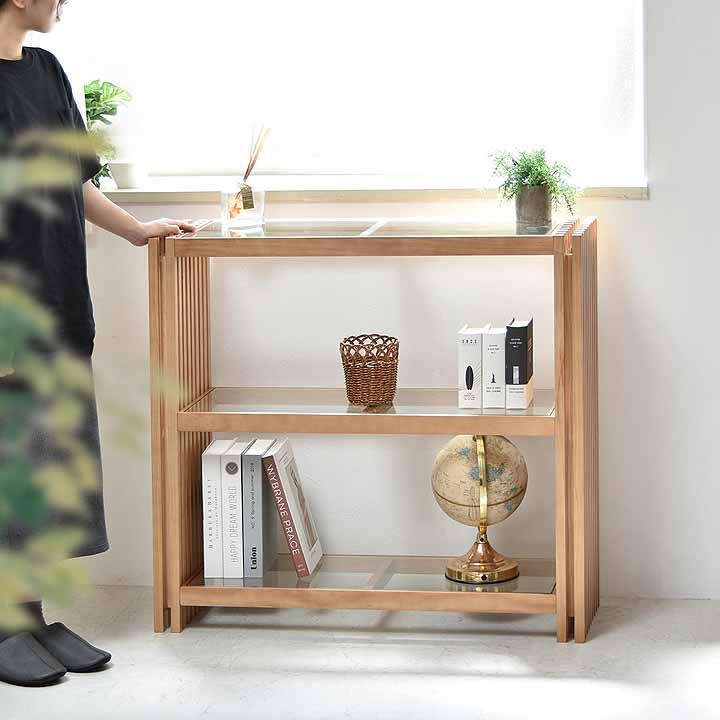 3段ラック FOREST ラック ガラス棚 ディスプレイ棚 オープンラック