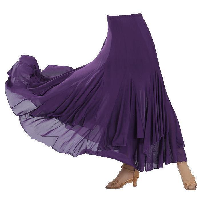 ふんわり軽やか揺れる ロングスカート【パープル】スカート ダンス衣装
