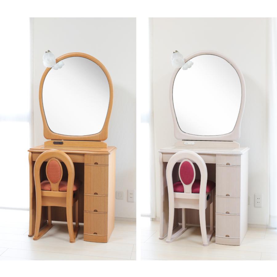 ドレッサー 一面鏡 アンティーク 丸 キャスバル 白 : ミラー