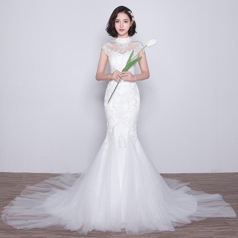 マーメイドドレス ウエディングドレス 安い ロングドレス 結婚式 白