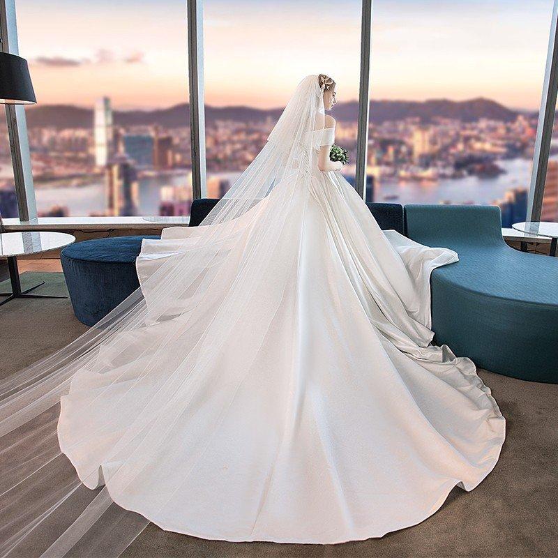 ウエディングドレス 安い 白 サテン ロングドレス 結婚式 花嫁