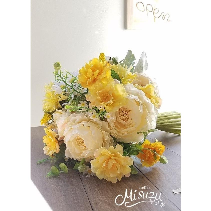 ナチュラルクラッチブーケブートニアのセット イエロー ガーデン