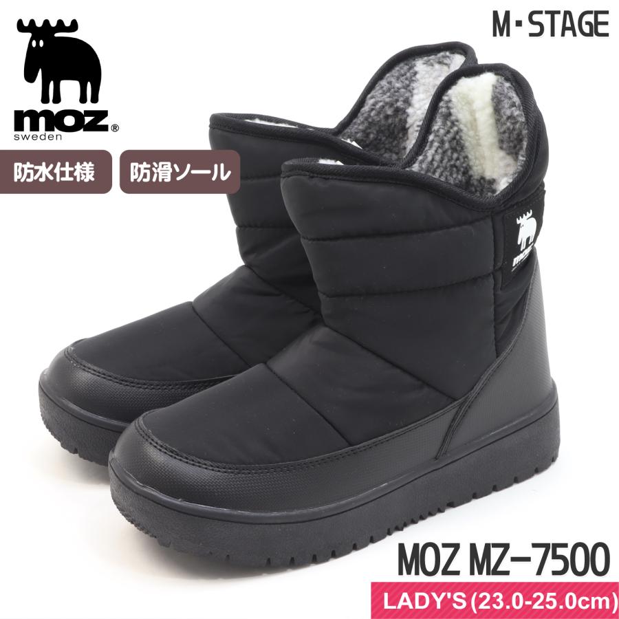 moz（モズ） レディース 防水 防滑 防寒 ウィンターブーツ ブラック