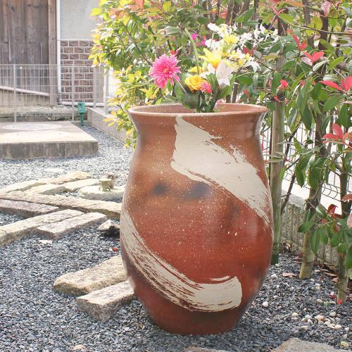 ポイント15倍]信楽焼 大きな 花瓶 刷毛目 25号 おしゃれ 大壺 つぼ