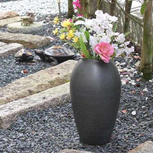ポイント3倍]信楽焼 大きな 花瓶 黒 窯変 斑点 12号 おしゃれ 大壺
